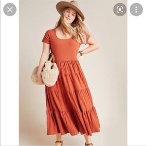 Maeve Anthro short-sleeved tiered maxi dress